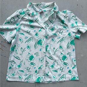 Women's Vintage Graff Blouse Top Multicolor Floral Art No SIZE 60s TIKI Deco